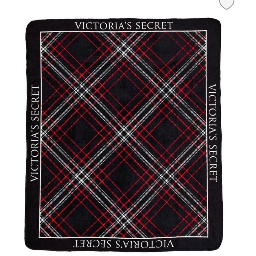 NWT Victoria's Secret Black and Red Plaid Throw